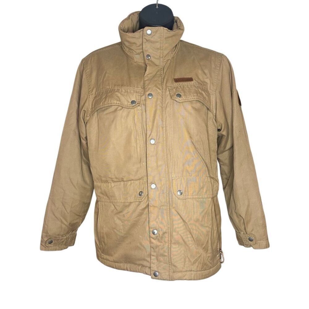Columbia Men's Khaki Tan Insulated Thick Flannel Winter Jacket Size Medium